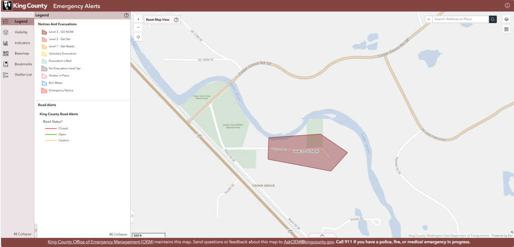 Screenshot of a dashboard displaying an evacuation area during the December 2025 flooding. 