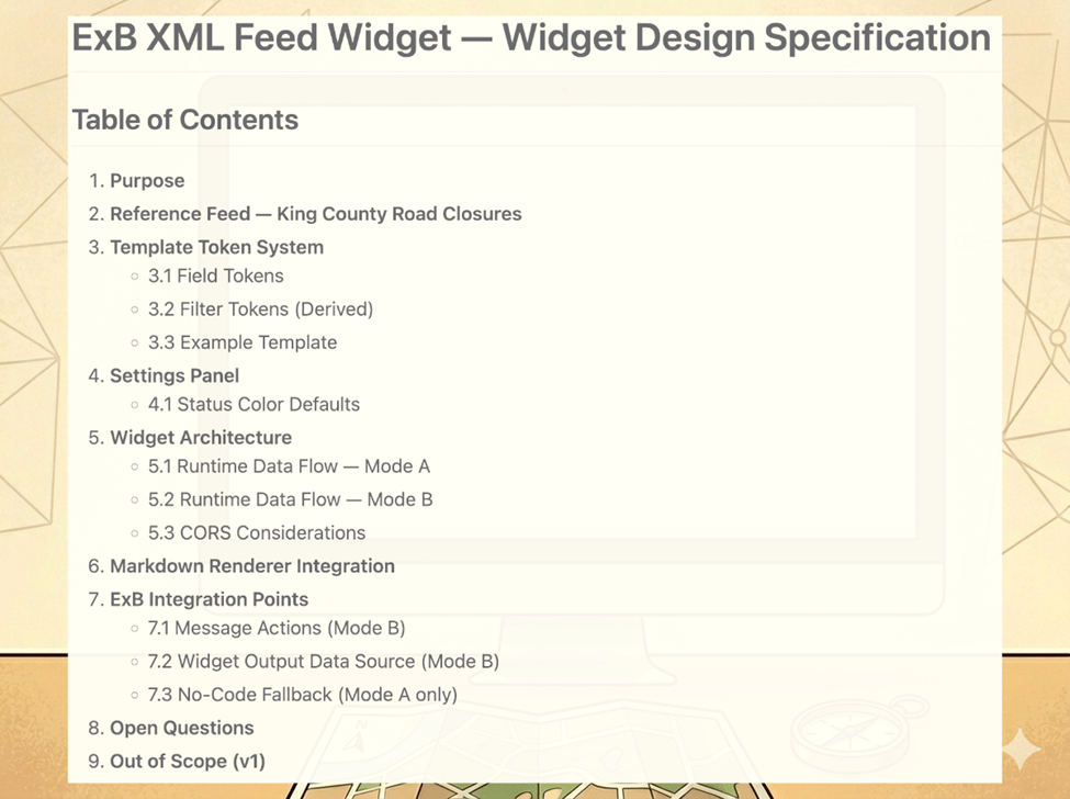 The FeedSimple spec: a good spec answers every question the AI would need to ask before writing code.